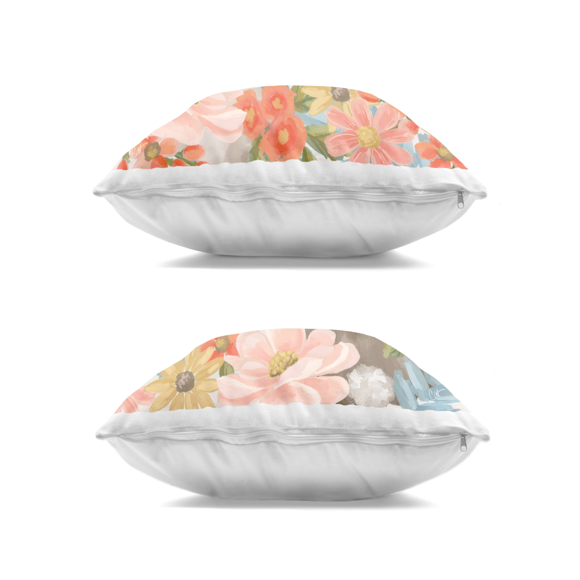 Stupell Industries Bright Bunny Blooms 2 Piece Decorative Printed Throw Pillow Set, design by Cat Thurman Designs
