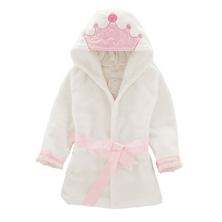 

QWERTYU Toddler Baby Child Children Kids Boy Girls Ears Hooded Plush Fall Winter Outerwear with Belt Long Sleeve Bathrobe 1Y-6Y