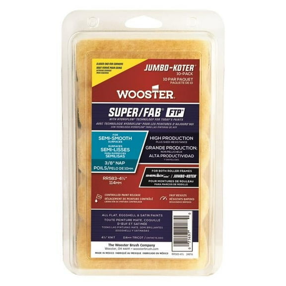 Wooster 1014408 4.5 x 0.37 in. Super & Fab Jumbo Paint Roller Cover - Pack of 4 -10 per Pack