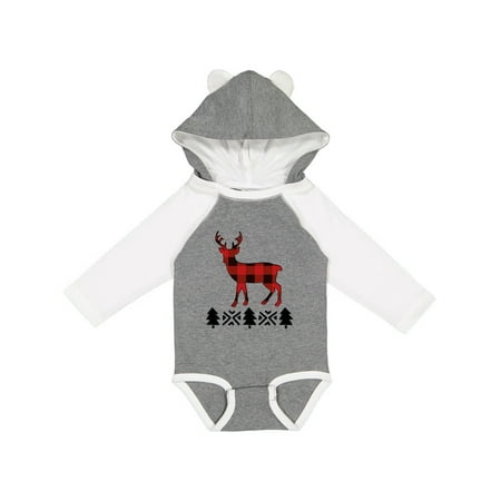 

Inktastic Buffalo Plaid Christmas Reindeer Gift Baby Boy or Baby Girl Long Sleeve Bodysuit