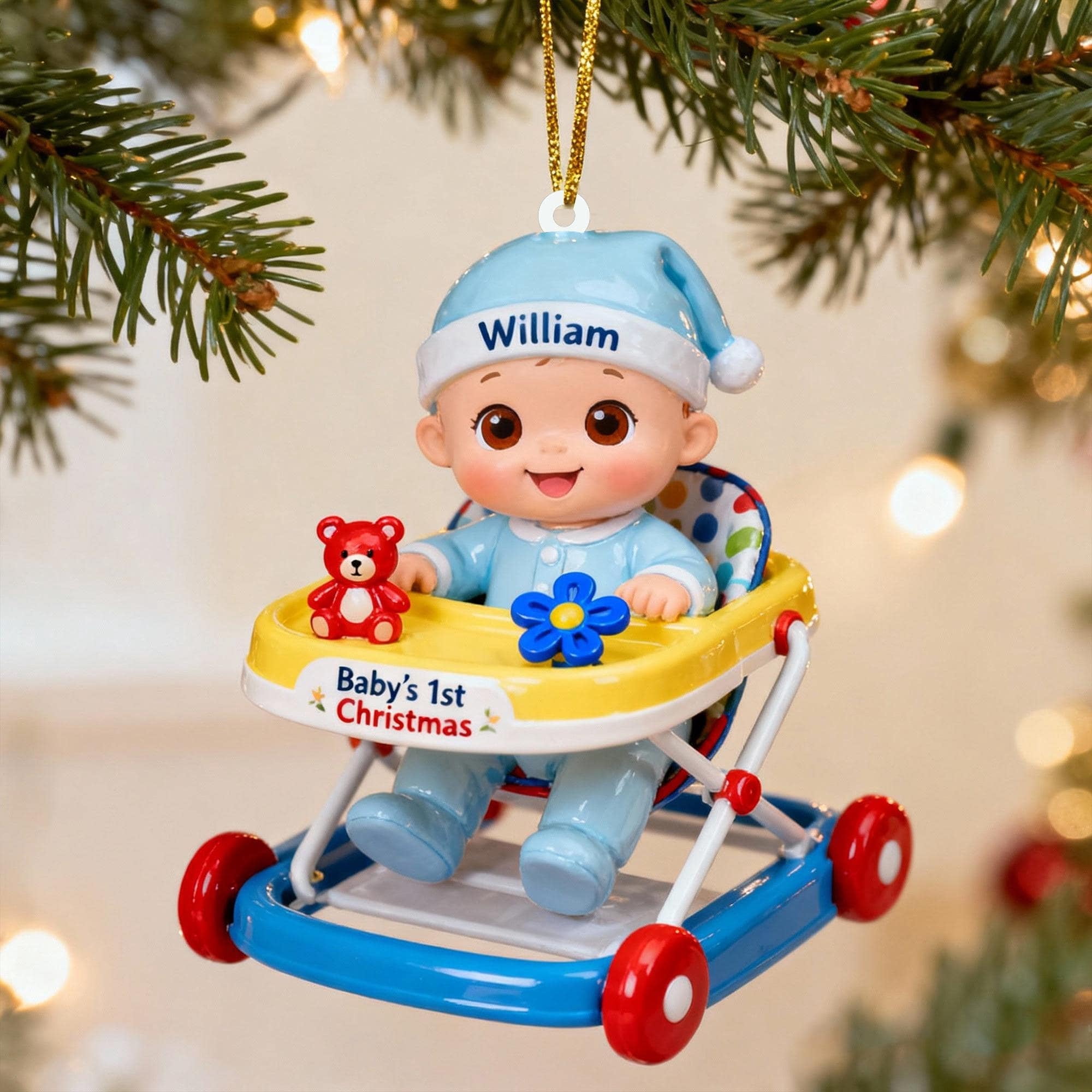 Acrylic Baby's 1st Christmas Ornament - Personalised Name, Custom Newborn Gift Keepsake 2025