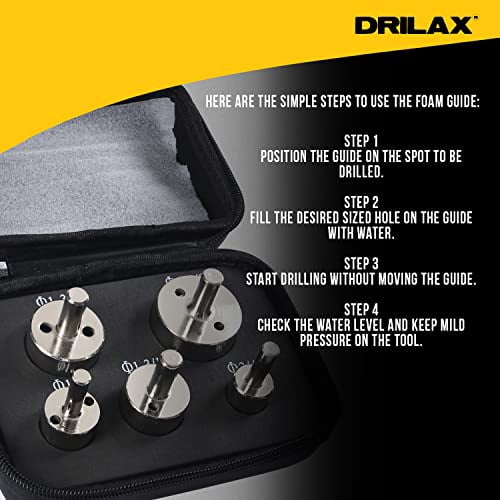 DRILAX Diamond Hole Saw Drill Bit Set with Storage Case 5-Piece 3/4, 1, 1-1/4, 1-1/2, 1-3/4 inch