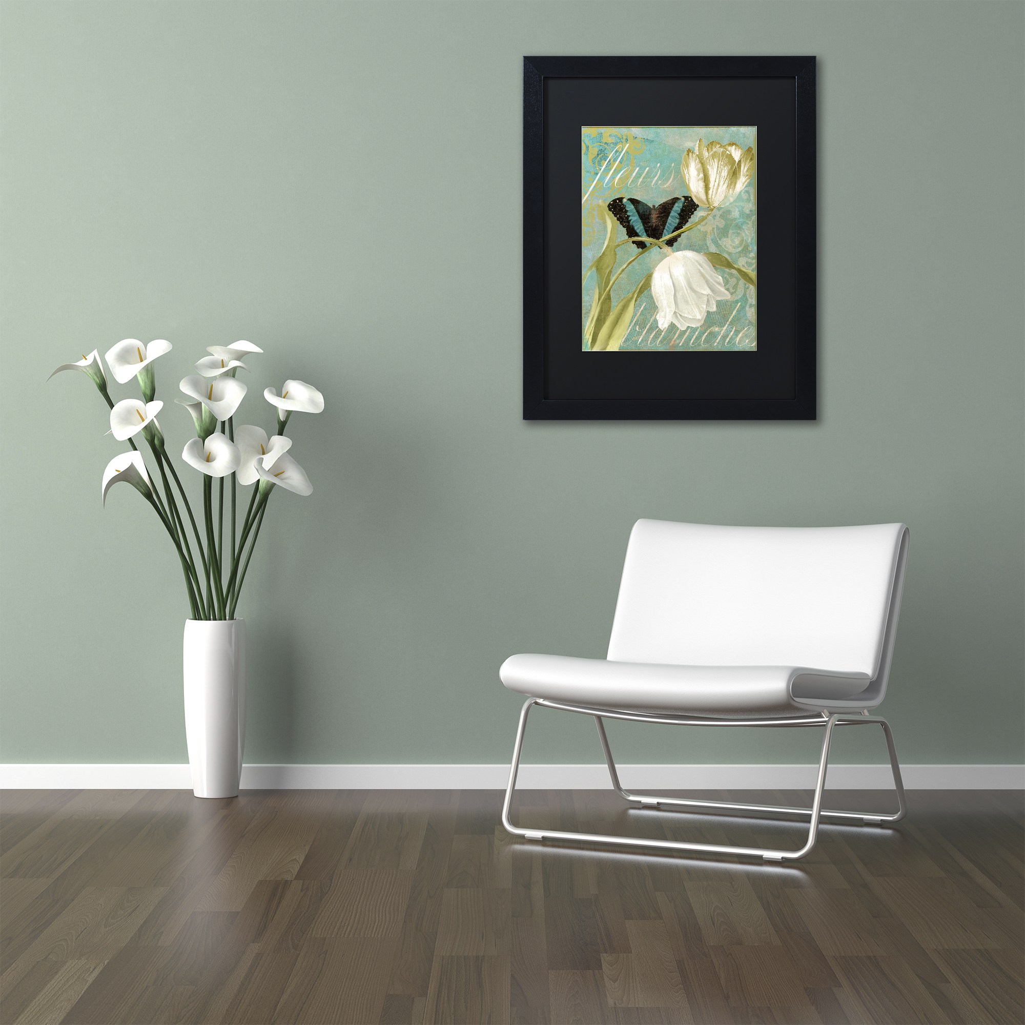 Trademark Fine Art "White Tulips" Canvas Art by Color Bakery, Black Matte, Black Frame