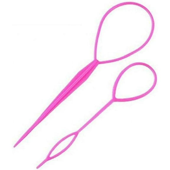 2 Pcsdurable Flexible Plastic Pull Hair Pin Multifunctional Hair Braid Ponytail Maker Styling Tool Rose Red Small&Large Size Accessories Fashion with Nice
