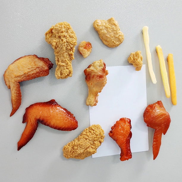 Imán de nevera Simulación creativa Comida Imanes de refrigerador 3D Pierna de pollo frito Hamburguesa de pollo frito Decoración magnética Decoración magnética Pasta de refrigerador Imán de refrigerado