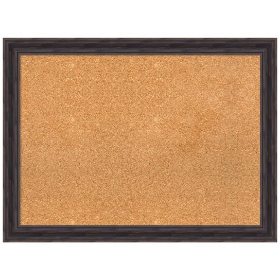 Amanti Art Natural Cork Board Wood Framed Rustic Pine Black Narrow Bulletin Board 27 in. x 19 in.