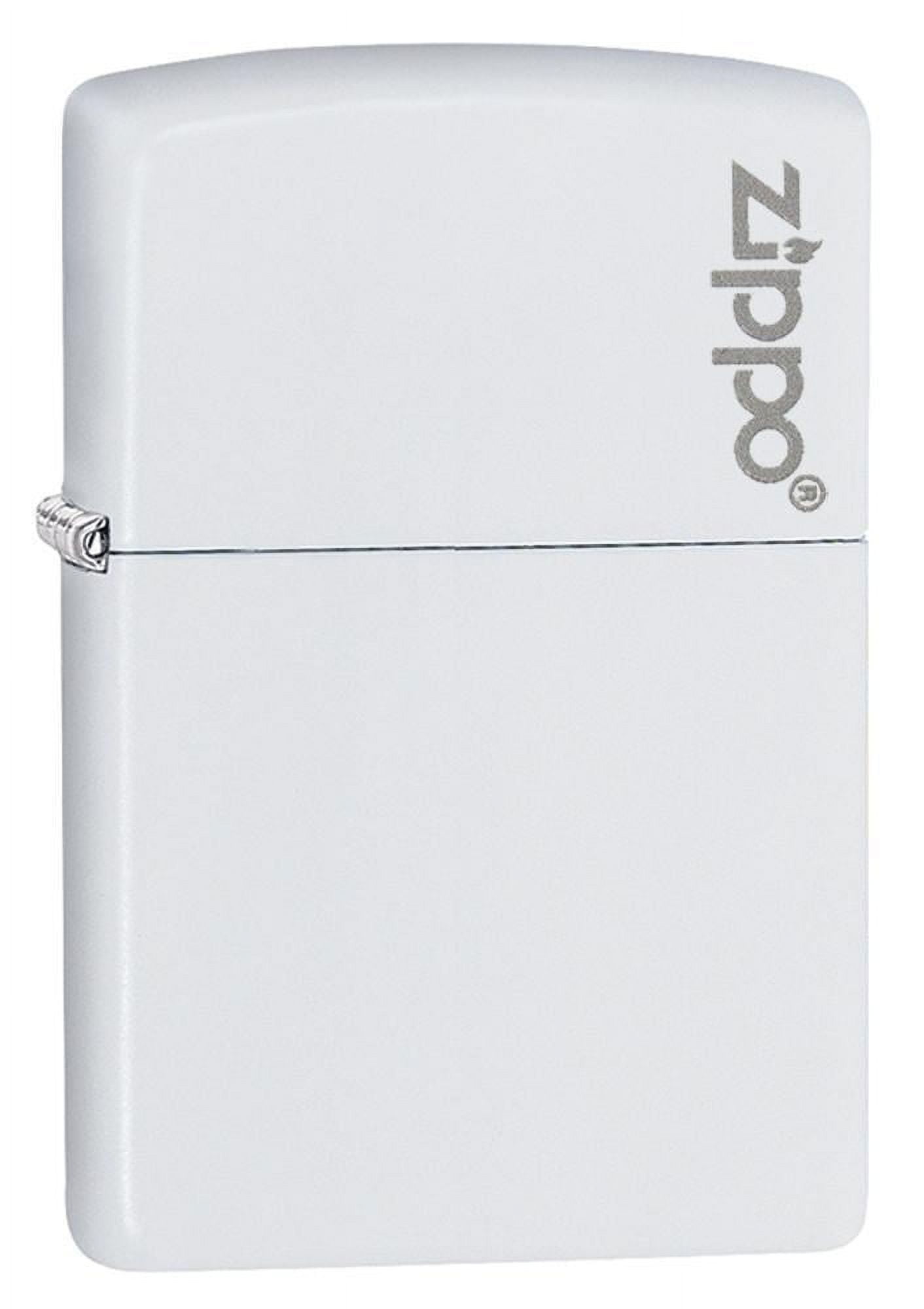 Zippo White Matte Logo Pocket Lighter
