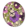 thumbnail image 3 of Designart 'Purple Fantasy Flowers Retro Pattern' Mid-Century Modern Wood Wall Clock, 3 of 5