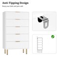 thumbnail image 6 of Huisuilinss Fluted 5 Drawers Dresser For Bedroom,Modern Chest Of Drawers,Wood Drawer Organizer,Tall Dresser With Wide Drawers For Living Room Closet Hallway Entryway, 6 of 7