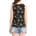 thumbnail image 3 of INSPIRAR CHIC Blusa sin mangas de gasa con volantes y estampado floral M Negro, 3 of 6