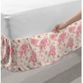 thumbnail image 2 of Spring Bed Skirt, Watercolor Cottage Flowers on Polka Dotted Pale Colored Background Nature, Elastic Bedskirt Dust Ruffle Wrap Around for Bedding Decor, 4 Sizes, Pink Peach and Cream, by Ambesonne, 2 of 2