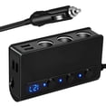 thumbnail image 1 of Adaptador de encendedor de cigarrillos Carga rápida 3.0 180W 12V/24V Divisor de 3 enchufes 4 puertos USB Adaptador de corriente para automóvil para GPS, cámara de tablero, navegación por satélite,, 1 of 8