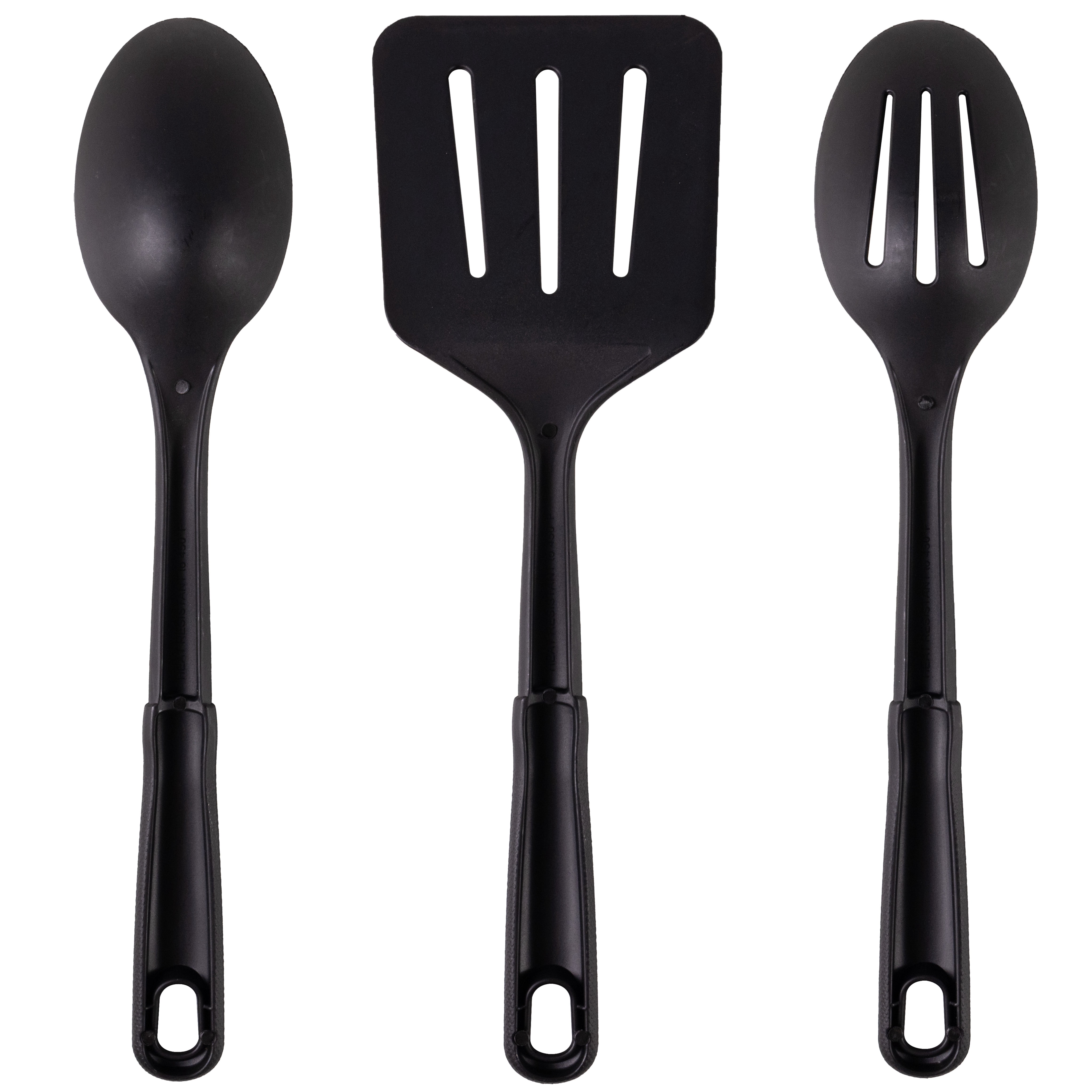 Mainstays Nylon Kitchen Utensil Set, 3 Piece, Black, Non-Stick Cookware Compatible