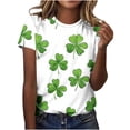 thumbnail image 6 of Fewfanhot Womens Tops Irish Shamrock Shirts Patrick Clover Tshirt Green Graphic Tops, 6 of 7