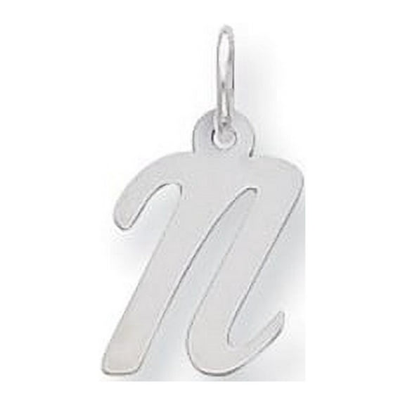 925 Sterling Silver Solid Polished Small Script Intial N Charm 16x8mm Wide Pendant Necklace for Women