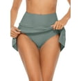 thumbnail image 5 of Women's Split Swim Skirt High Waisted Ruched Drawstring Swimuit Bottom with Built-in Panty, 5 of 6