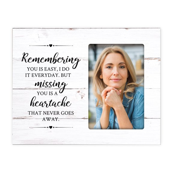 LifeSong Milestones Rustic Sympathy Gifts Tabletop Picture Frame Holds 4x6in Photo, White Distressed