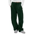 thumbnail image 1 of Pantalones deportivos FAIABLE de pernera ancha con corte en forma de barril, unisex, color verde oscuro, 1 of 6