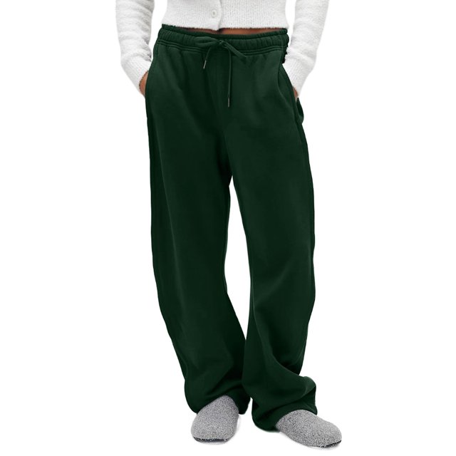 Pantalones deportivos FAIABLE de pernera ancha con corte en forma de barril, unisex, color verde oscuro