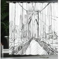 thumbnail image 3 of Ambesonne NYC Scene Shower Curtain, Creative Bridge Drawing, 69"Wx70"L, Charcoal Grey White, 3 of 4