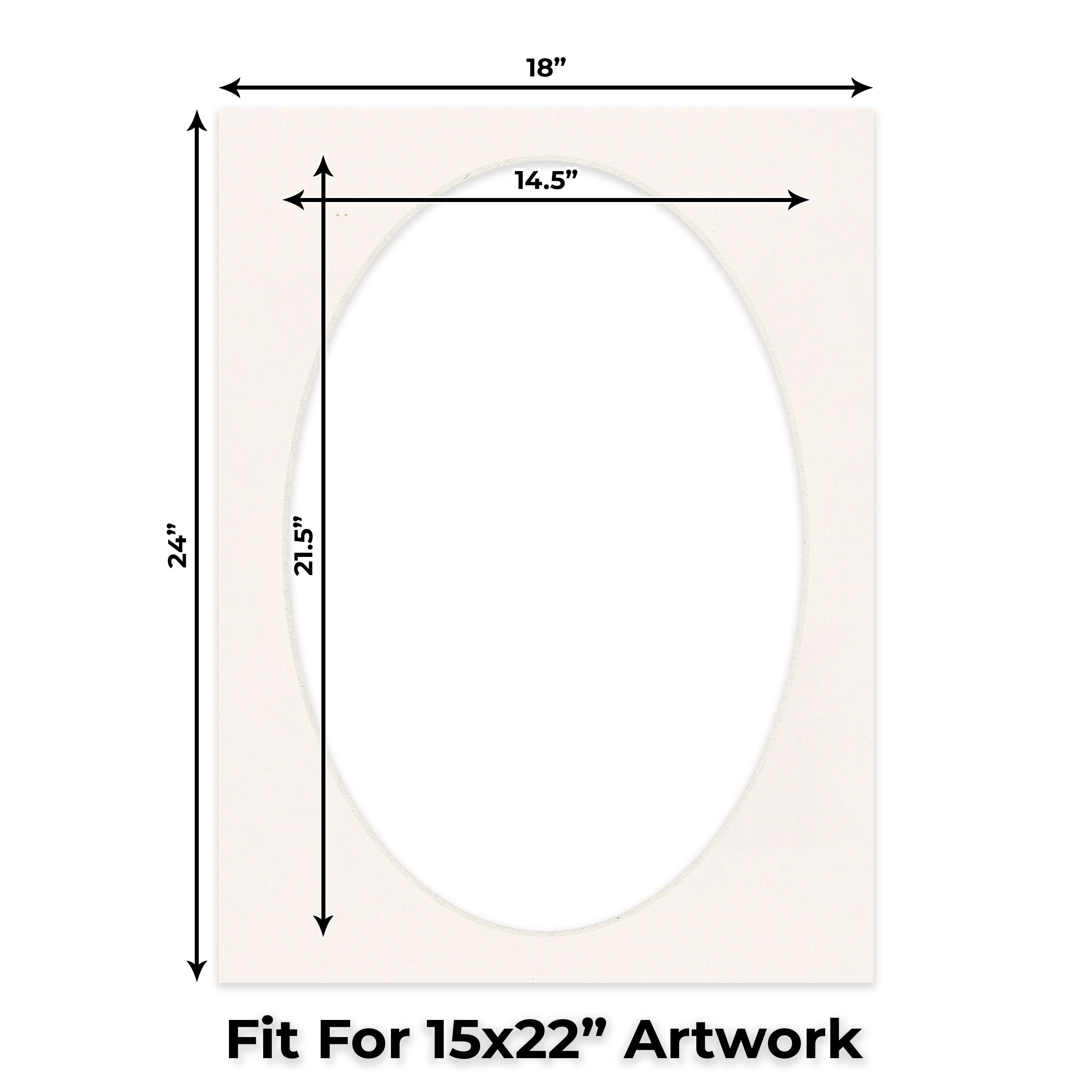 Silver Mist Picture Frame Mat for 18x24 Frames - Oval Opening for 15x22 Photos - 1 Mat