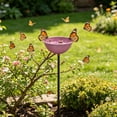 thumbnail image 4 of Metal Flower Garden Stake Bird Bath, Artificial Alloy Outdoor Yard Art Bird Feeder Bowl, Pollinator Watering Station for Butterflies, 1.96" x 3.54" x 25.78", KTFgvq, 4 of 6