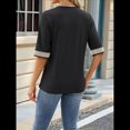 thumbnail image 4 of Blusa Tipo Túnica de Hueca con Encaje de Crochet, Cuello en V, 3/4, Color Liso, Talla Grande, para Mujer. Negro M, 4 of 10