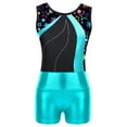 thumbnail image 5 of YONGHS Kids Girls 2 Pieces Gymnastics Dance Outfits Sleeveless Ballet Leotard with Shorts Sets Lake Green 8, 5 of 6