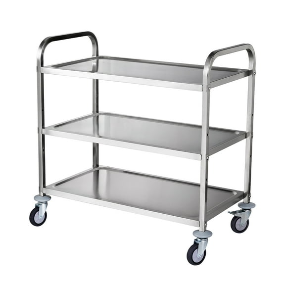 KFFKFF 3-Tier Utility Cart Rolling Cart on Wheels 450 lbs 37.5"x20"x37.7" 6 Hooks