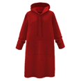 thumbnail image 4 of DHFJKG Women's Longline Hooded Sweatshirt Coat Solid Color Loose Fit Over Knee Casual Hoodies Pocket Outerwear With Drawstring For Fall Winter Comfort Jackets, 4 of 4