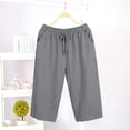 thumbnail image 2 of Men's Cotton Capri Pajama Pants Comfy Lounge Pj Bottoms Soft Casual Sleep Drawstring Pants with Pockets, Size L-4XL Dark Gray, 2 of 3