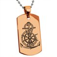 thumbnail image 1 of Stainless Steel Nautical Anchor Ship Helm Wheel Engraved Dog Tag Pendant Necklace, 1 of 1