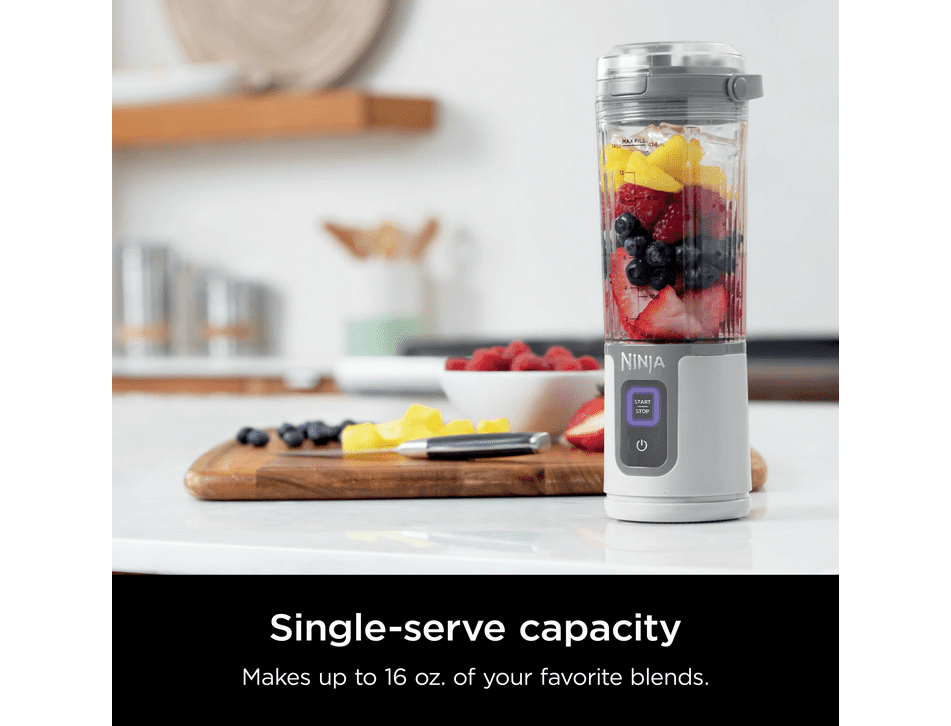 Restored Ninja Blast 16 oz. Personal Portable Blender with Leak Proof Lid and Easy Sip Spout, Perfect for Smoothies, White, BC100WH (Refurbished)