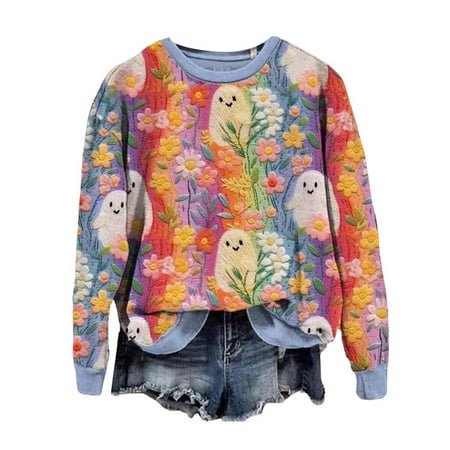 MKLEKYY Long Cardigan Chandail Femme Chandail en Molleton Femme Lecture Livre Chandail Tricoté Mignon Chemise Automne Col Rond Chandail