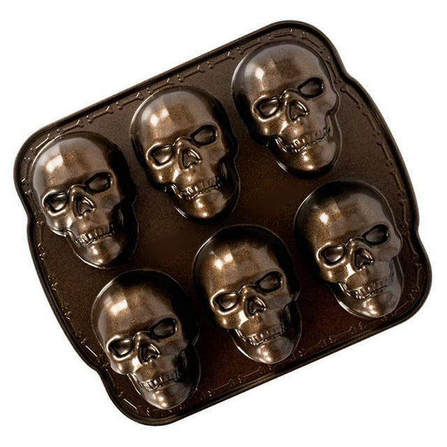 Vaisselle de Cuisson d'Halloween, Moule à Gâteau Tête de Mort Hantée, Bronze