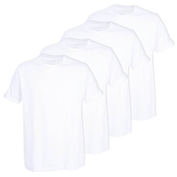 TOM TAILOR Camiseta de hombre, paquete de 4 - Camiseta de la suerte, media manga, cuello redondo, lisa Blanco M (Medium)