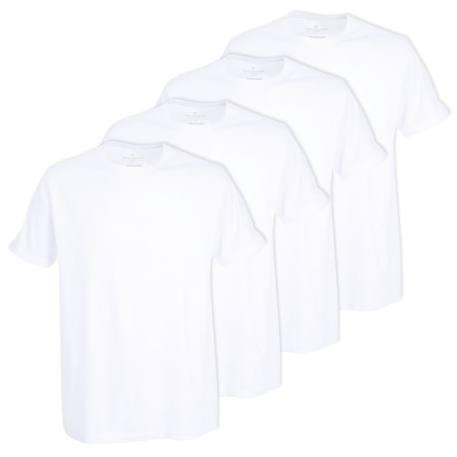 TOM TAILOR Camiseta de hombre, paquete de 4 - Camiseta de la suerte, media manga, cuello redondo, lisa Blanco M (Medium)