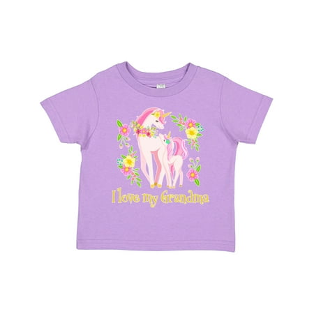 

Inktastic I Love My Grandma Unicorn with Pink and Yellow Flowers Gift Toddler Boy or Toddler Girl T-Shirt