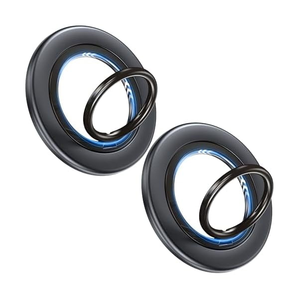wonima11 2PC Magnetic Phone Ring Holder for MagSafe, 360° Rotation Magnet Cell Phone Finger Ring Grip Stand, Two-Sided Magnetic Adjustable Kickstand, Compatible with iPhone 16 15 14 13 Series