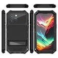 thumbnail image 4 of ELEHOLD Heavy Duty Rugged Case for iPhone 15 Pro,Camera Lens Protection Tempered Glass Screen Protector Hidden Foldable Kickstand Bracket Shockproof Dustproof Armor Case for iPhone 15 Pro,Black, 4 of 7