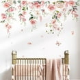 thumbnail image 2 of Large Pink Flower Wall Decals Hanging Vine Floral Wall Stickers Baby Nursery Girls Bedroom Living Room Wall Decor, 2 of 4