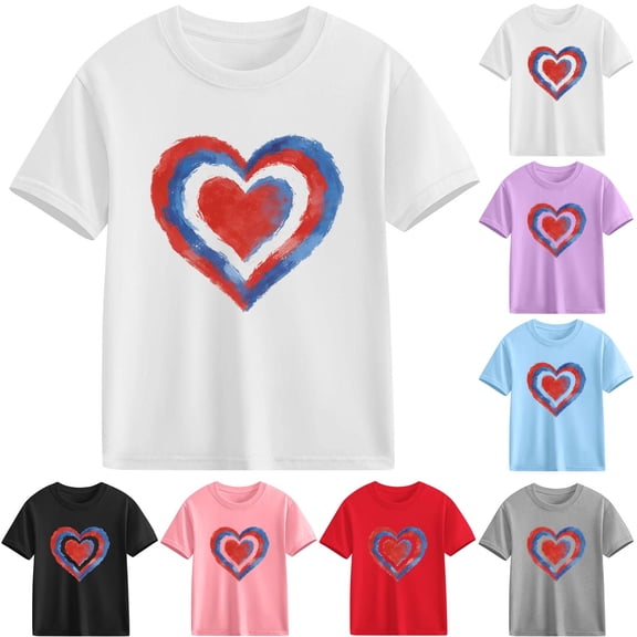 Piuwrlz Short Shirts Sleeve Kids Girls Graphic T-Shirts Cotton Pullover White Size 7 Years