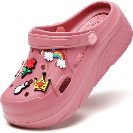 Gardener Platform Clogs Slippers Mules High Heels Wedge Sandals Red Comfort Shoes for Women