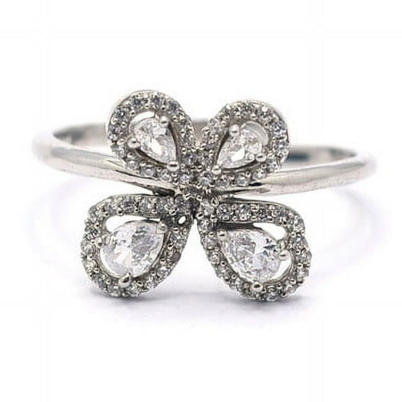 White Gold Plated Ring For Women, Sterling Silver Ring, Moissanite Ring