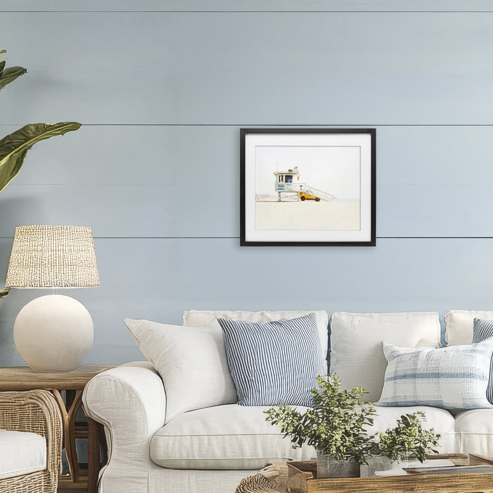 Stupell Industries Soft Light Lifeguard Station Black Framed Print Under Glass, design by Kim Curinga