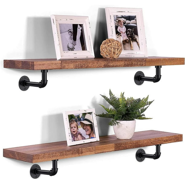 Tubos De Hierro Soportes De Estante Industrial MUZIK - Paquete De 6 - Estilo Tubería Vintage Negro Soportes Estilo Vintage