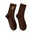 thumbnail image 2 of Ladies Combed Cotton Embroidered Letter Big C College Style Sports Socks Socks, 2 of 3
