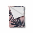 thumbnail image 2 of Navy and Blush Soft Flannel Fleece Blanket, Summer Exotic Floral Tropical Palm Tree Leaf Banana Plant Hawaii, Cozy Plush for Indoor and Outdoor Use, 70" x 90", Night Blue Pale Pink, by Ambesonne, 2 of 6
