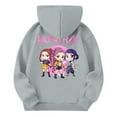 thumbnail image 3 of Moonsky Sudadera con capucha y cordón HUNTRX, estampado de grupo de chicas coreanas, jersey corto, suave y cómodo, top de manga larga para primavera y otoño. Gris claro 150, 3 of 4