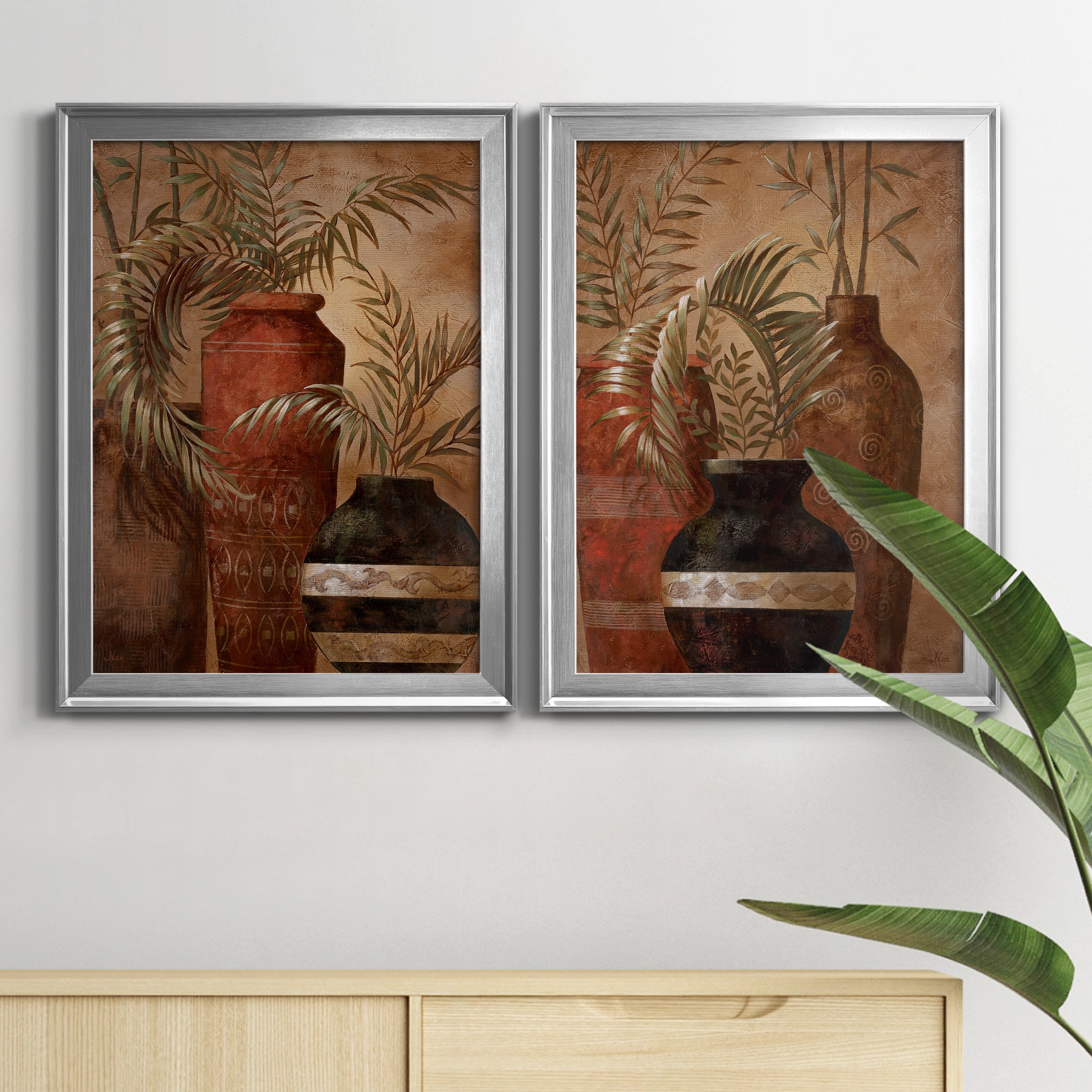 2 Piece Set Exotic Vacation I Premium Framed Canvas - Ready to Hang - 18.5 x 24.5 Each - Silver Frame